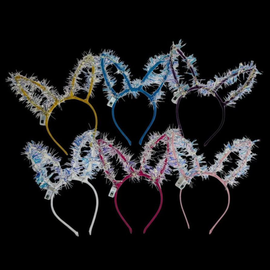 Led Bunny Ear Light up Tinsel Headband JH5828-3 (12PC)