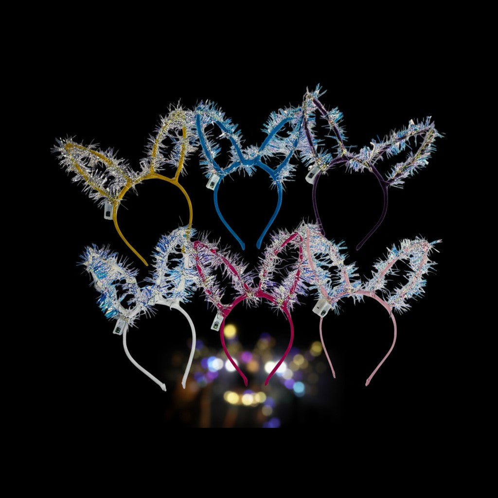 Led Bunny Ear Light up Tinsel Headband JH5828-3 (12PC)
