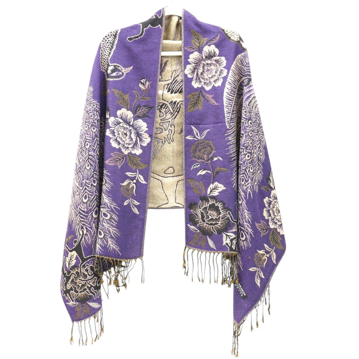 Metallic Pashmina Peacock SCF4815-14 (12PC)