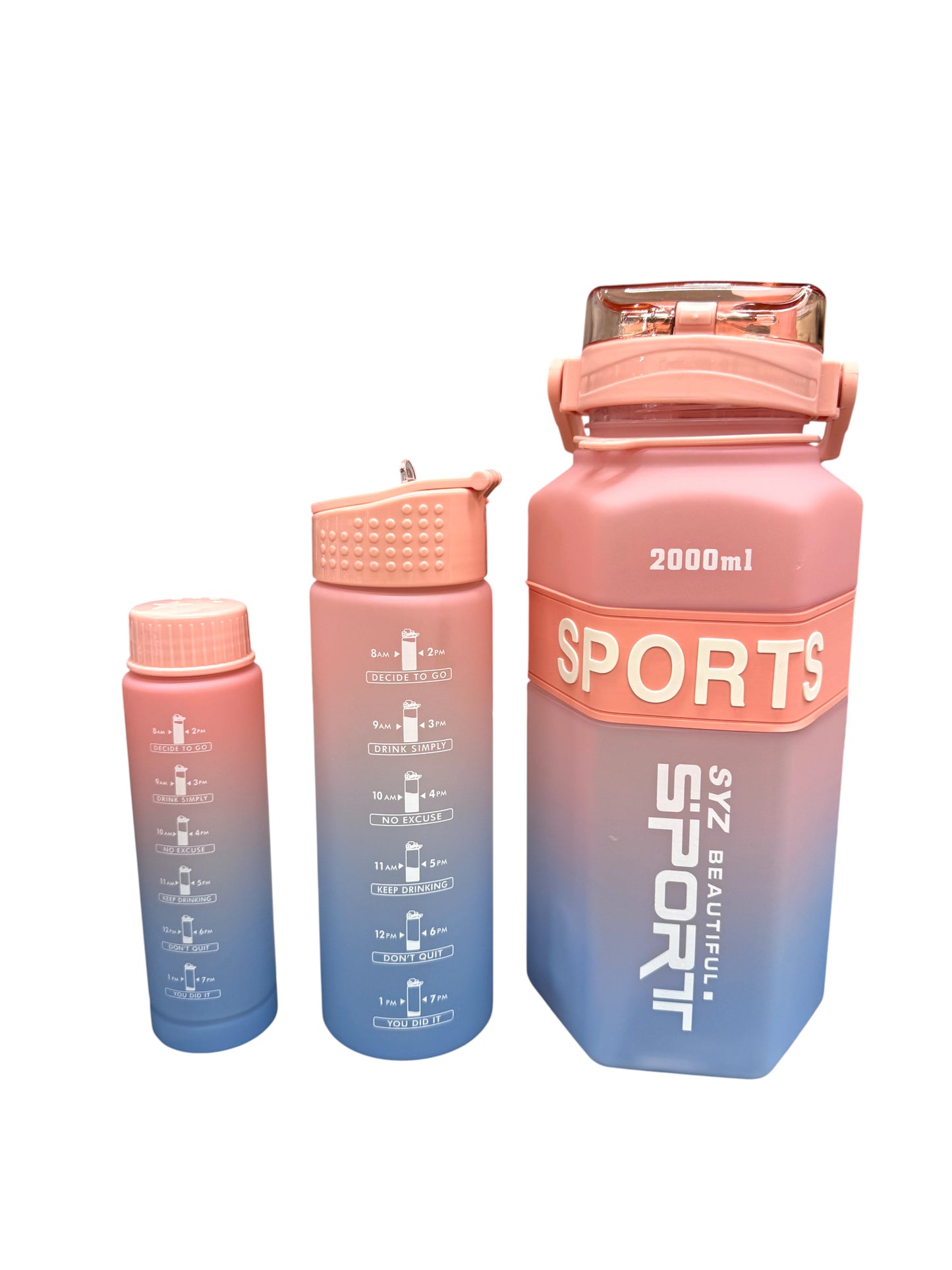 Motivational Fitness Sports Water Bottle 3 Sets TU3714-12 (12PC)