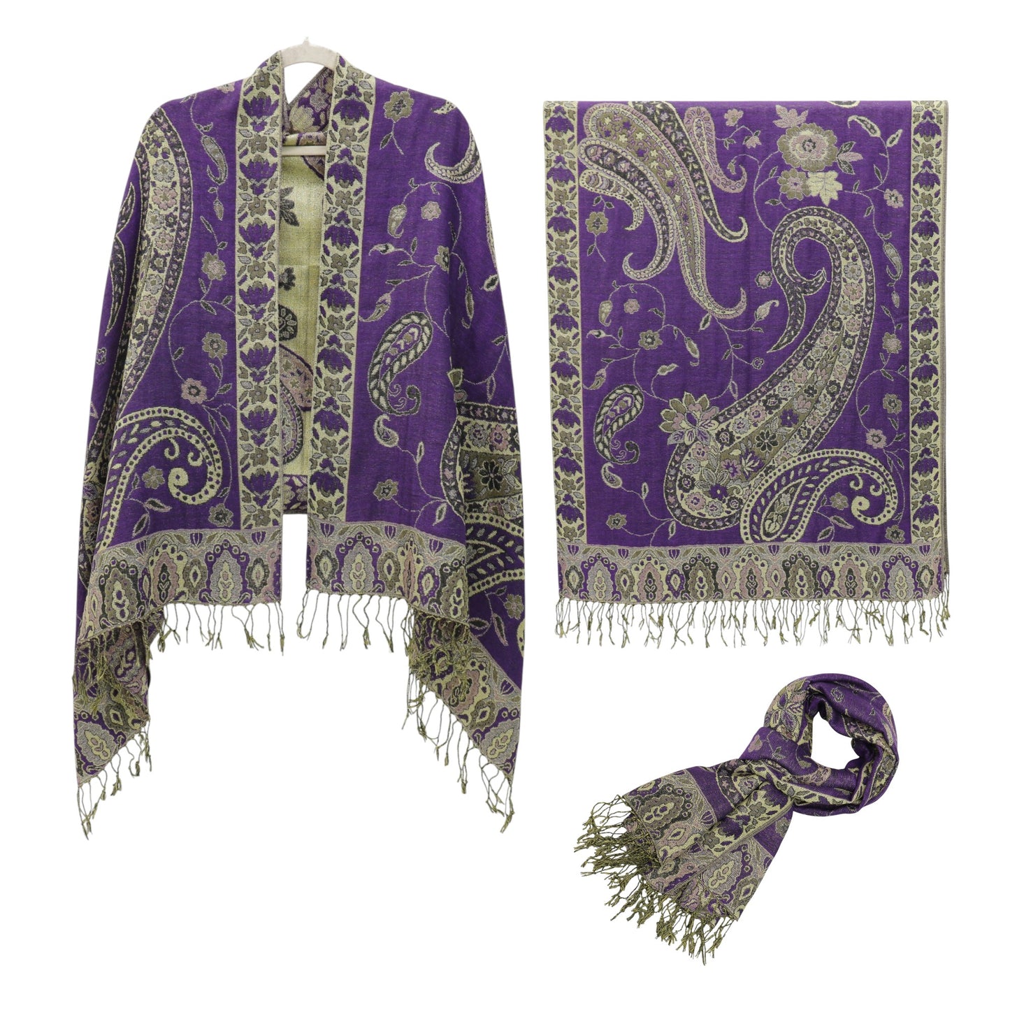 Metallic Pashmina Paisley Pattern SCF3719-30 (12PC)