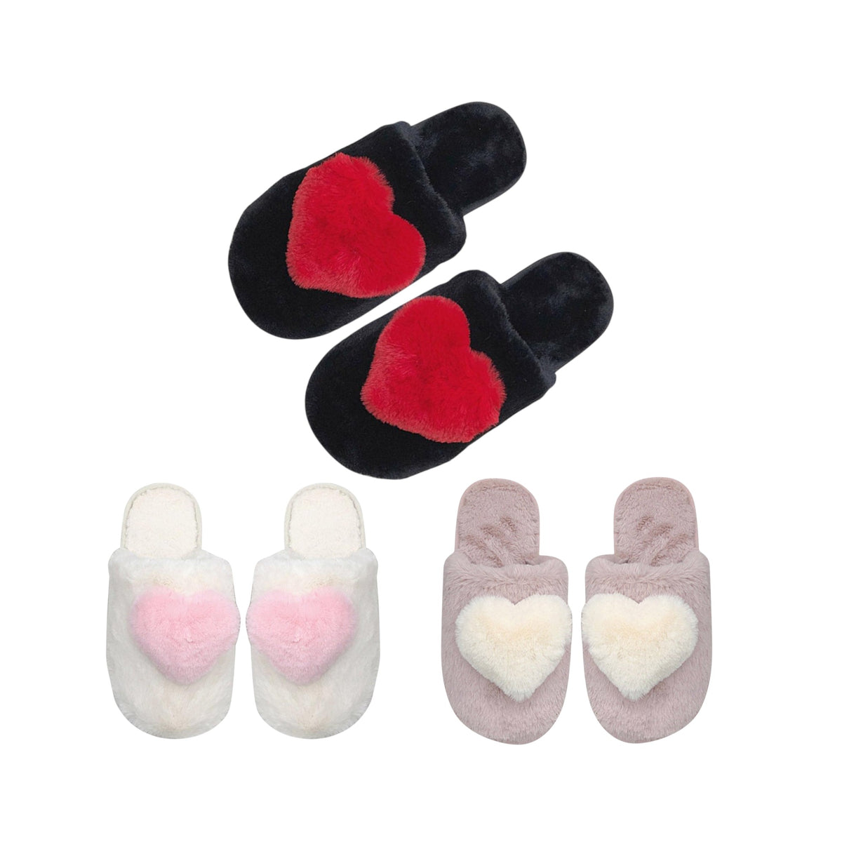 Pom Pom Heart Fluffy Home Slide Slippers SS3429-46.. (12PC)