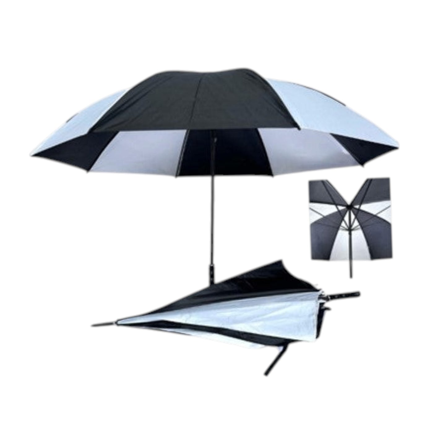 White and Black 8 Panel Auto Open Fold Umbrella UM7605 (12PC)