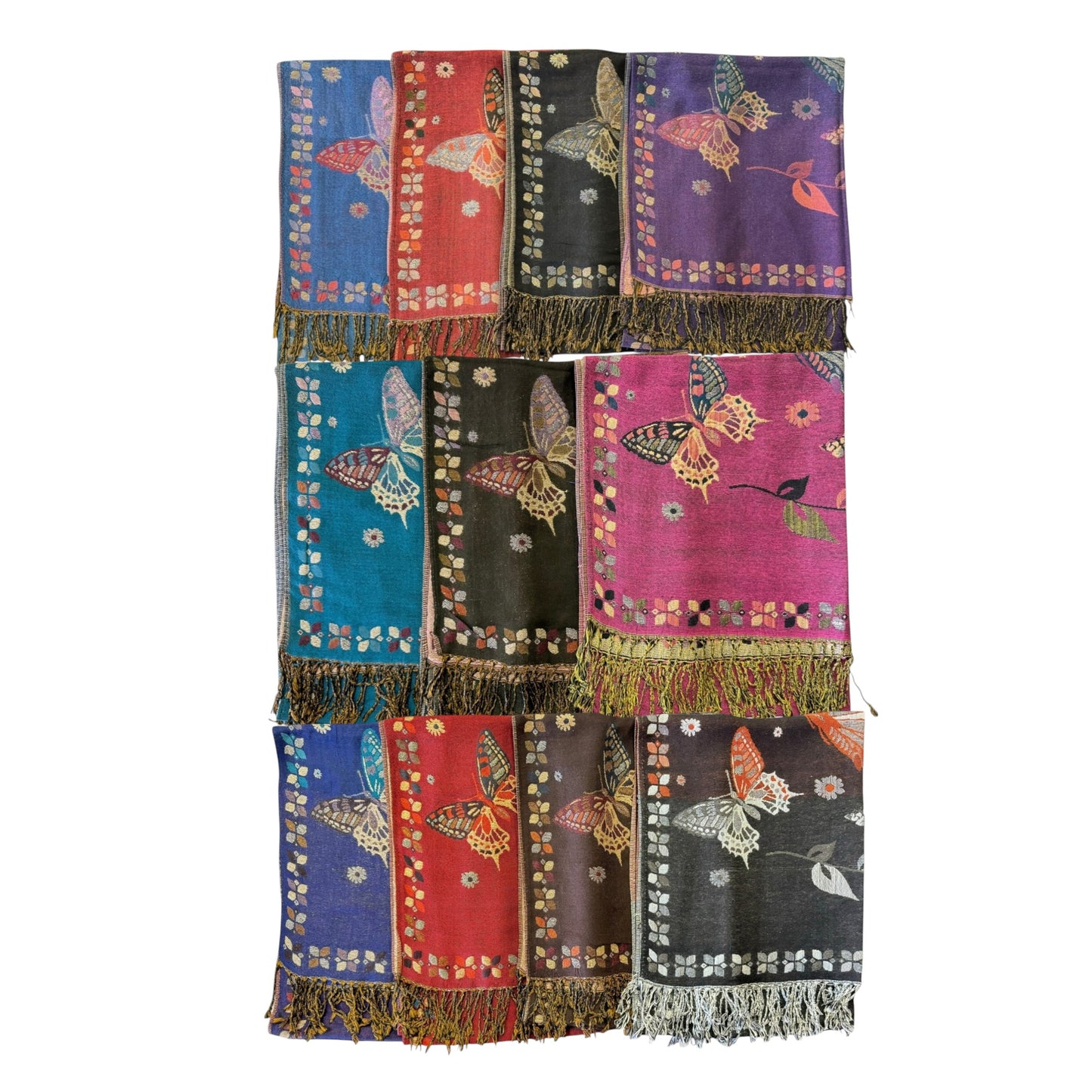 Metallic Pashmina Butterfly SCF4815-12. (12PC)