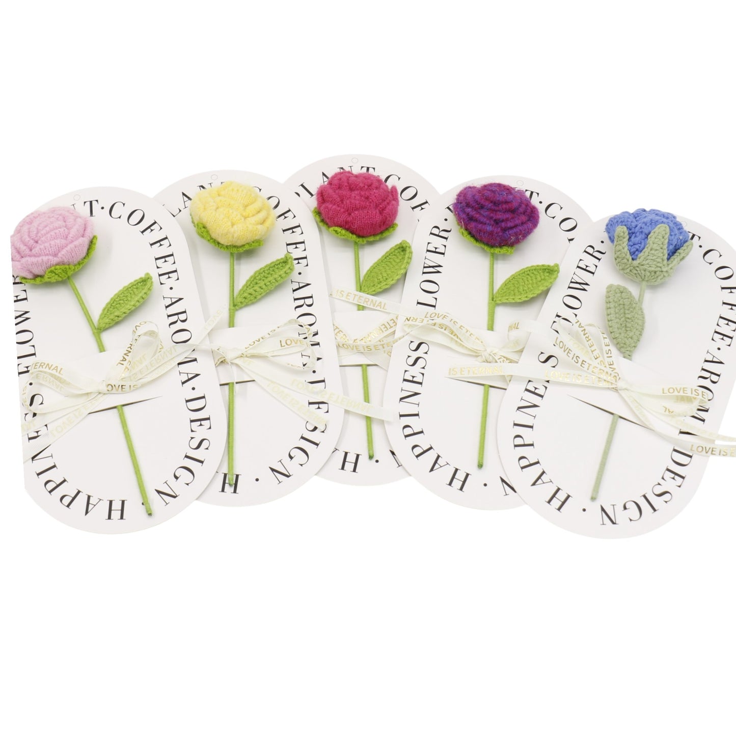 Handmade Crochet Roses Colorful Artificial Knit Flower SS51124-19 (12PC)