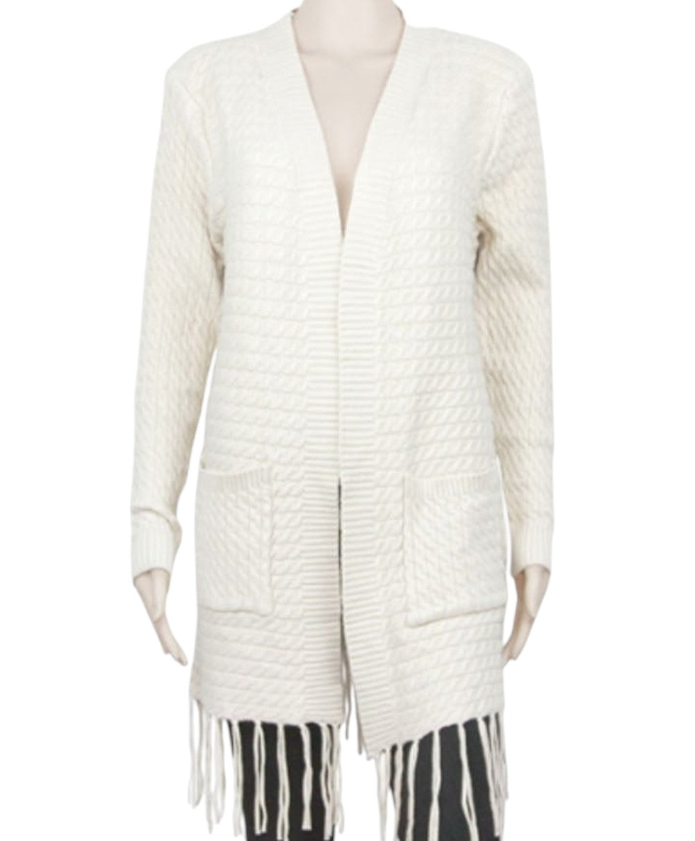 KNITTED POCKET FRINGED CARDIGAN 3370 (8PC)