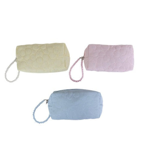 Solid Color Quilted Fabric Makeup Pouch JB5526-5 (12PC)