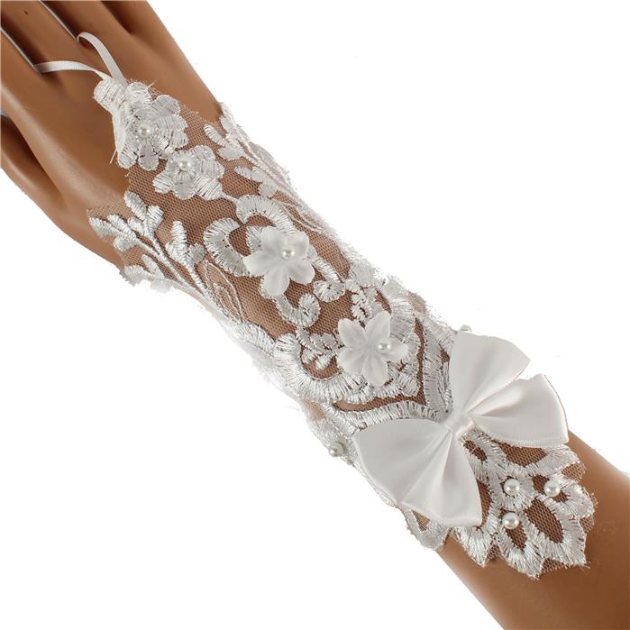 Floral Embroidery Lace Long Gloves WG220 (3pc)