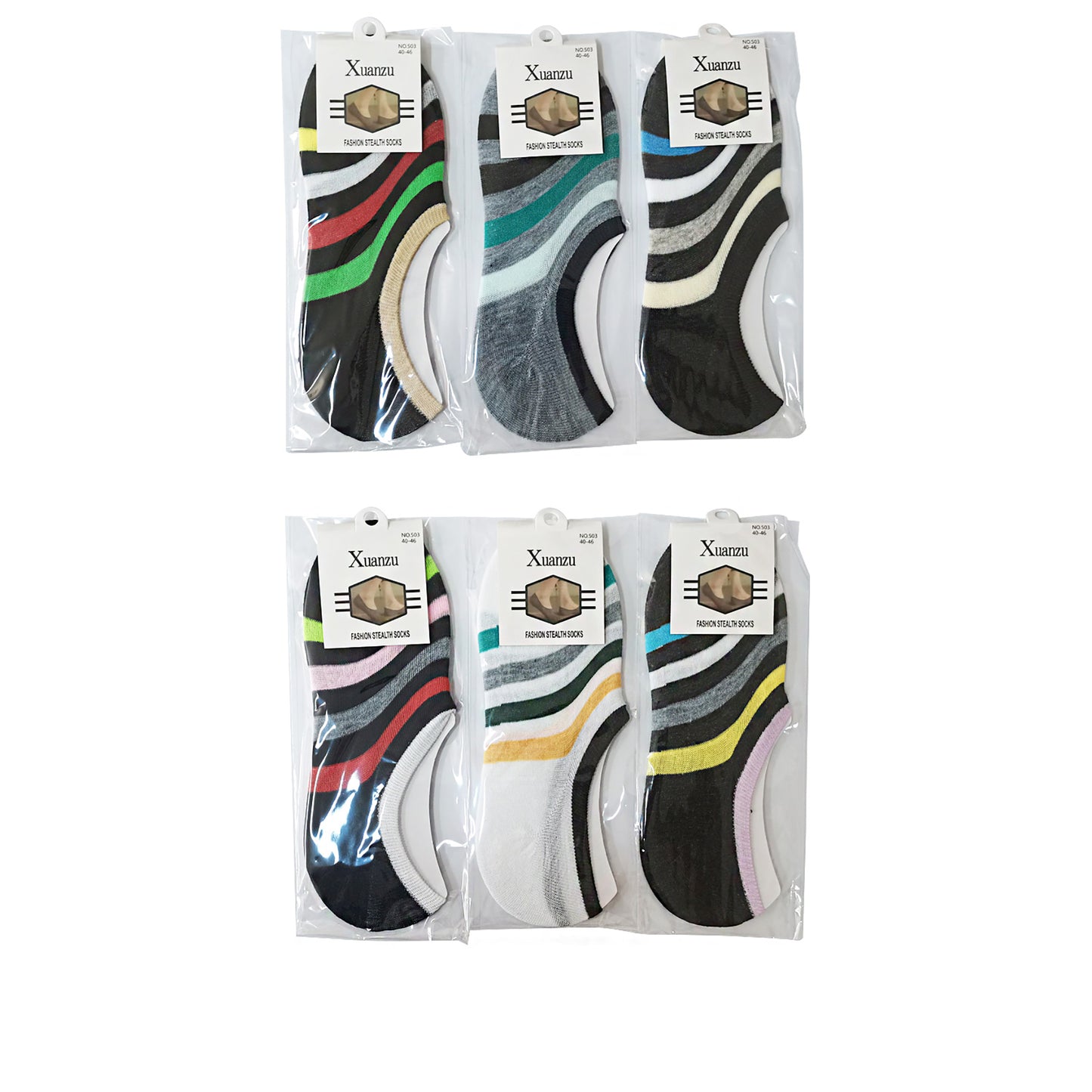 Men's Stripe Pattern Fake Socks 815-16 (12PC)