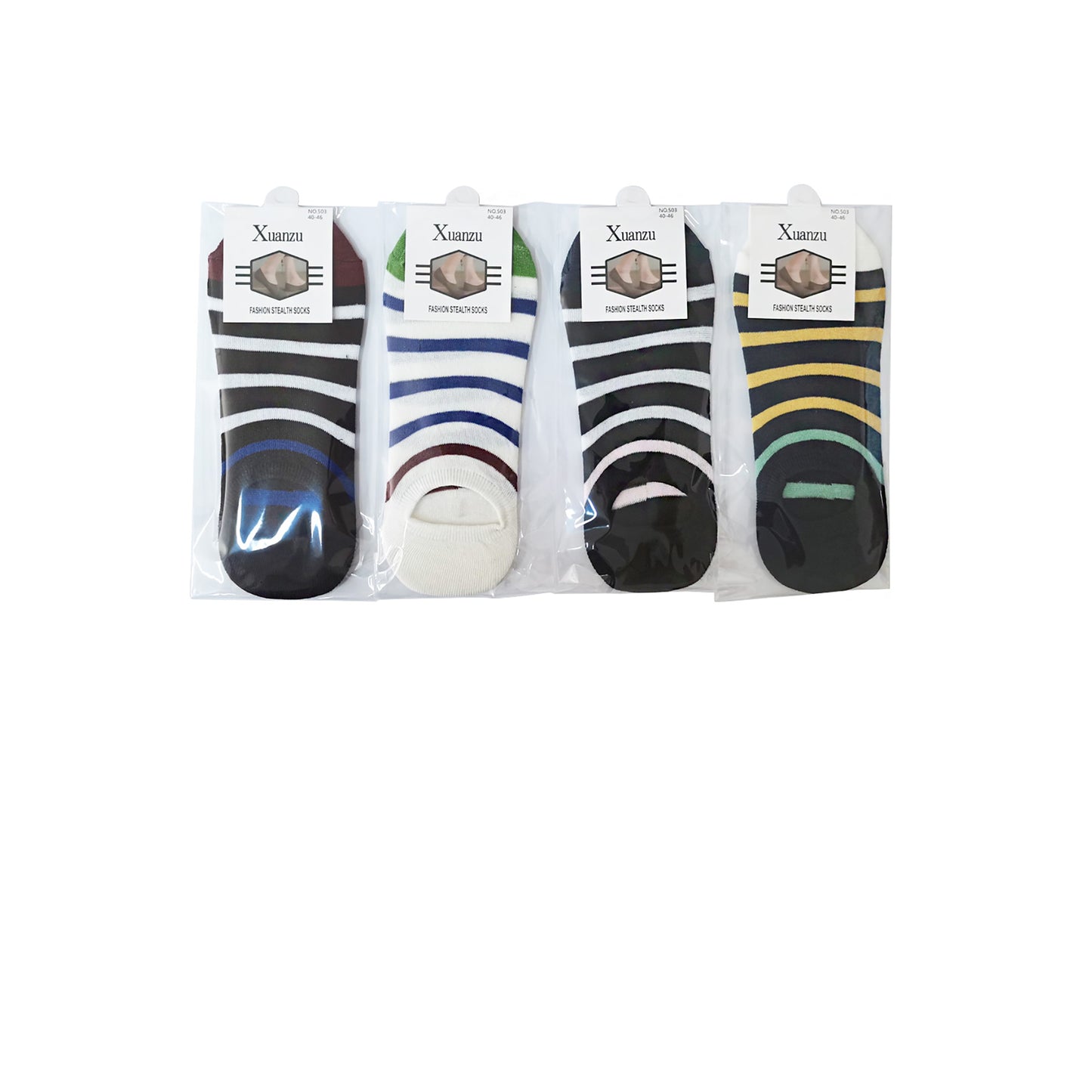 Men's Stripe Pattern Fake Socks 816-50 (12PC)