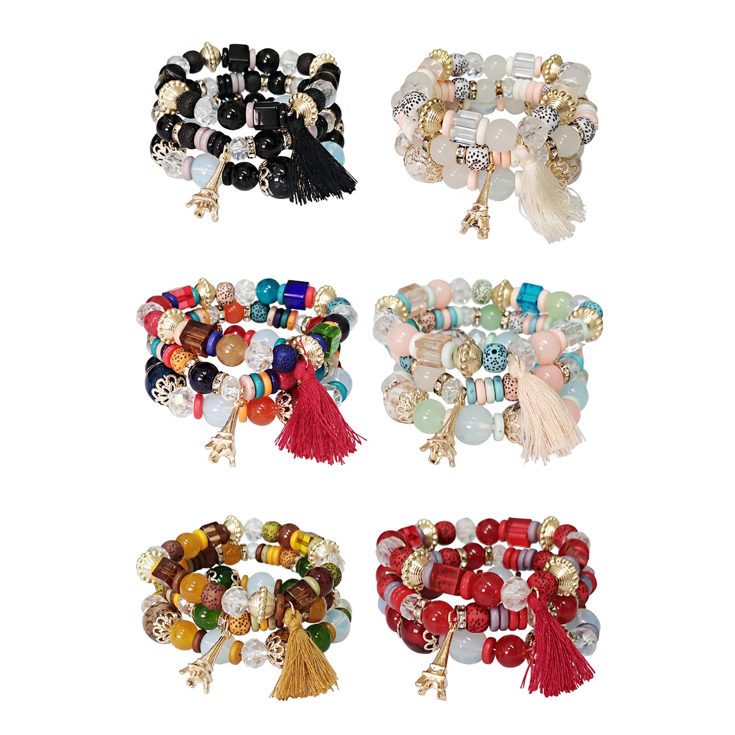Eiffel Tower Charm Ball Bracelet BR2521-45. (12PC)