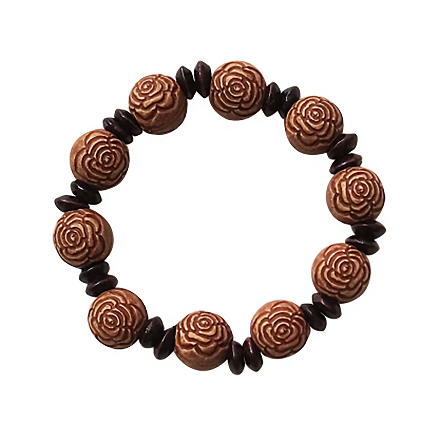 Wooden Flower Ball Bracelet BR2908-16 (12PC)