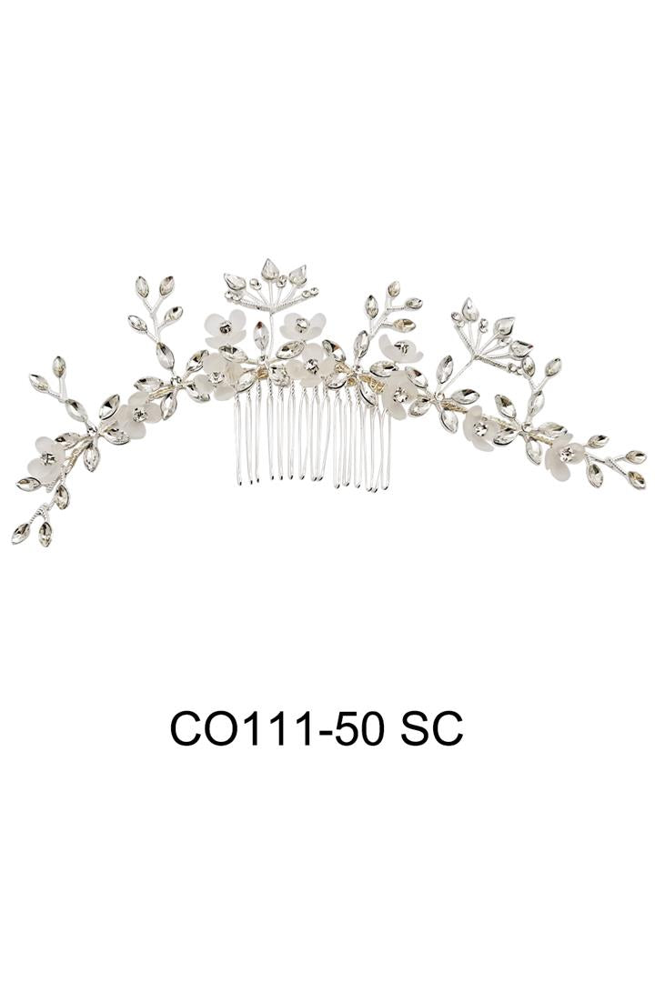 Crystal Flower Decor Tiara Hair Comb CO111-50 (1pc)