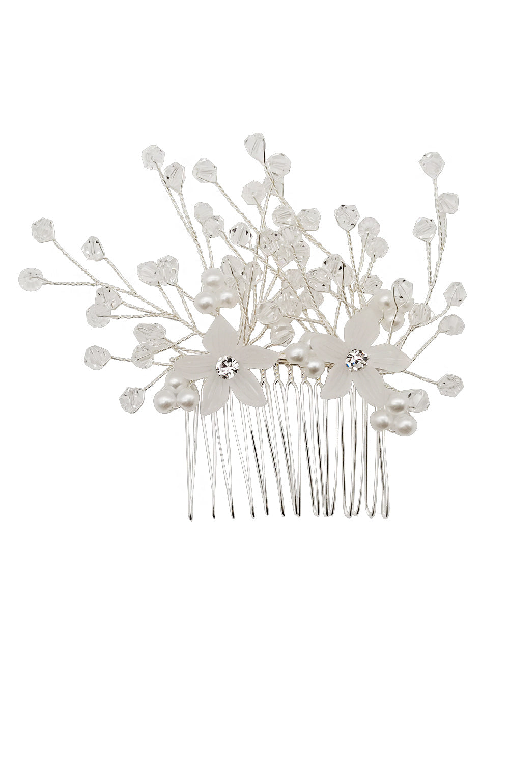 Pearl Flower Decor Tiara Hair Comb CO111-53 (1pc)