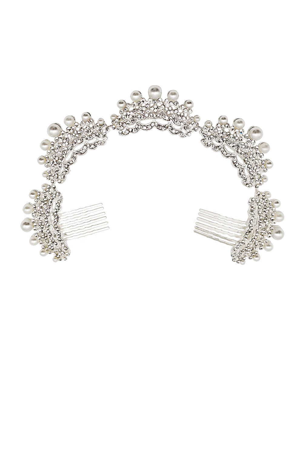 Pearl Rhinestone Decor Tiara Hair Comb CO111-63 (1pc)