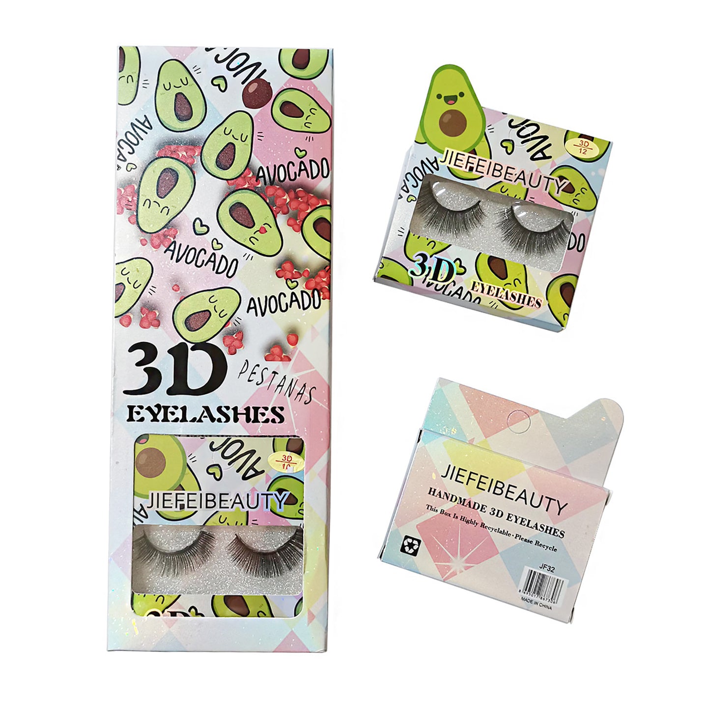 Jiefei Beauty Avocado Fake Eyelashes EL824-23 (12PC)
