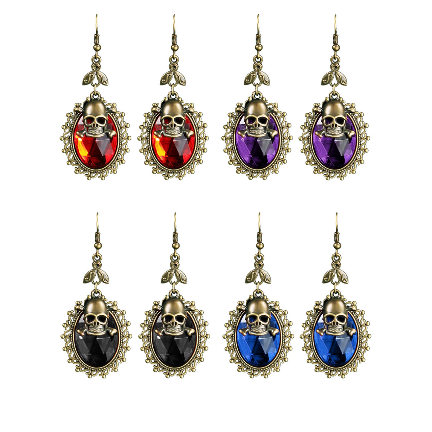 Color Stone Skull Earring ER2826-78 (12PC)