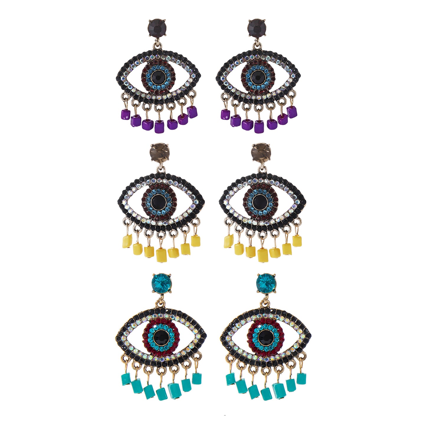 Rhinestone Bead Evil Eye Earring ER904-10 (12 PCS)