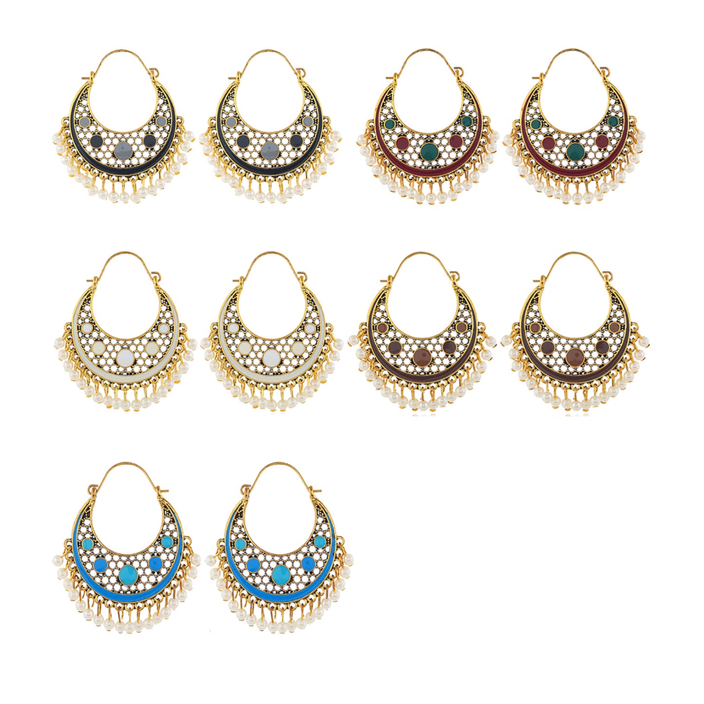 Color Stone Half Moon Earring ER904-22 (12PCS)