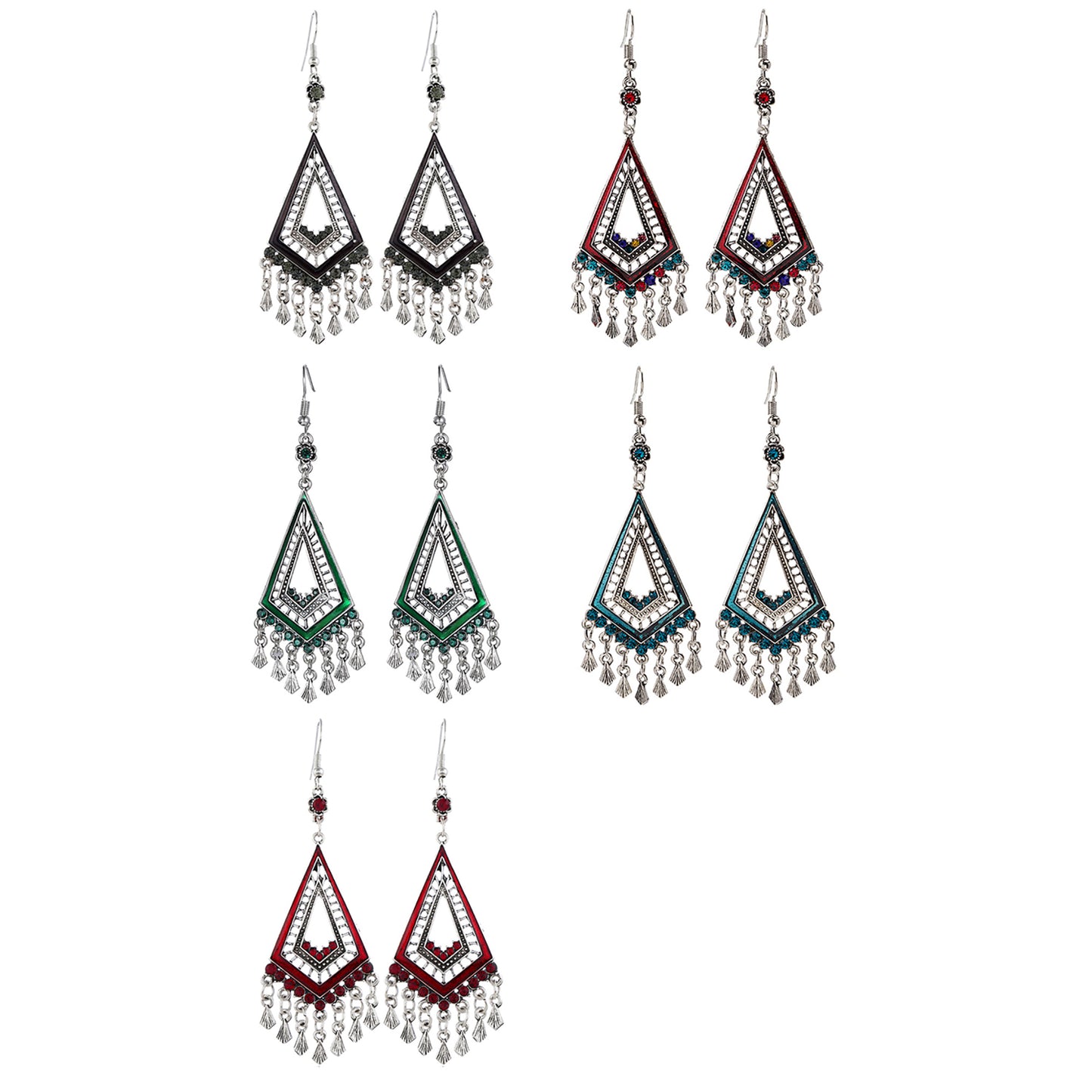 Color Stone Rhombus Earring ER904-24 (12PC)