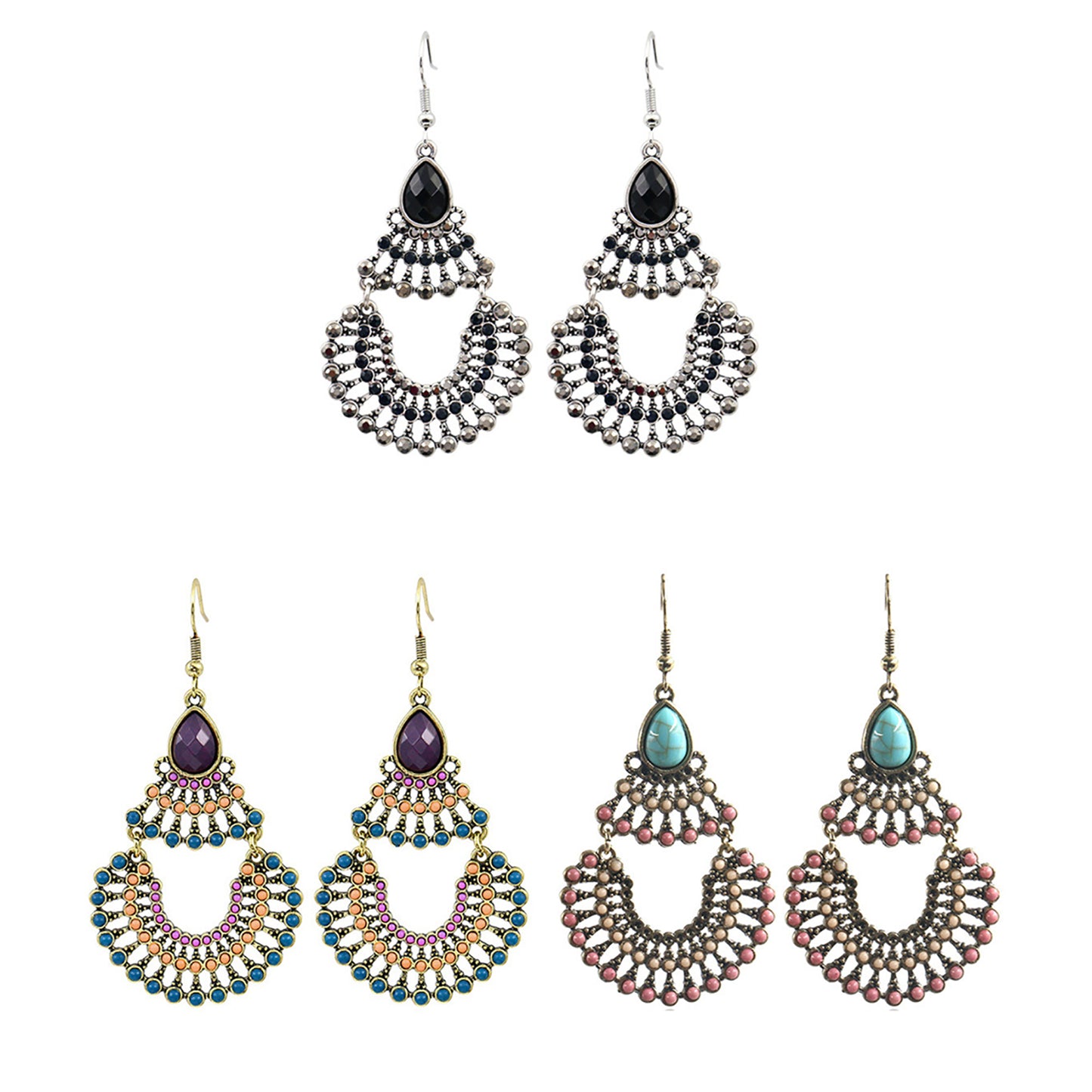 Pear Stone Bead Chandelier Earring ER904-26 (12PC)