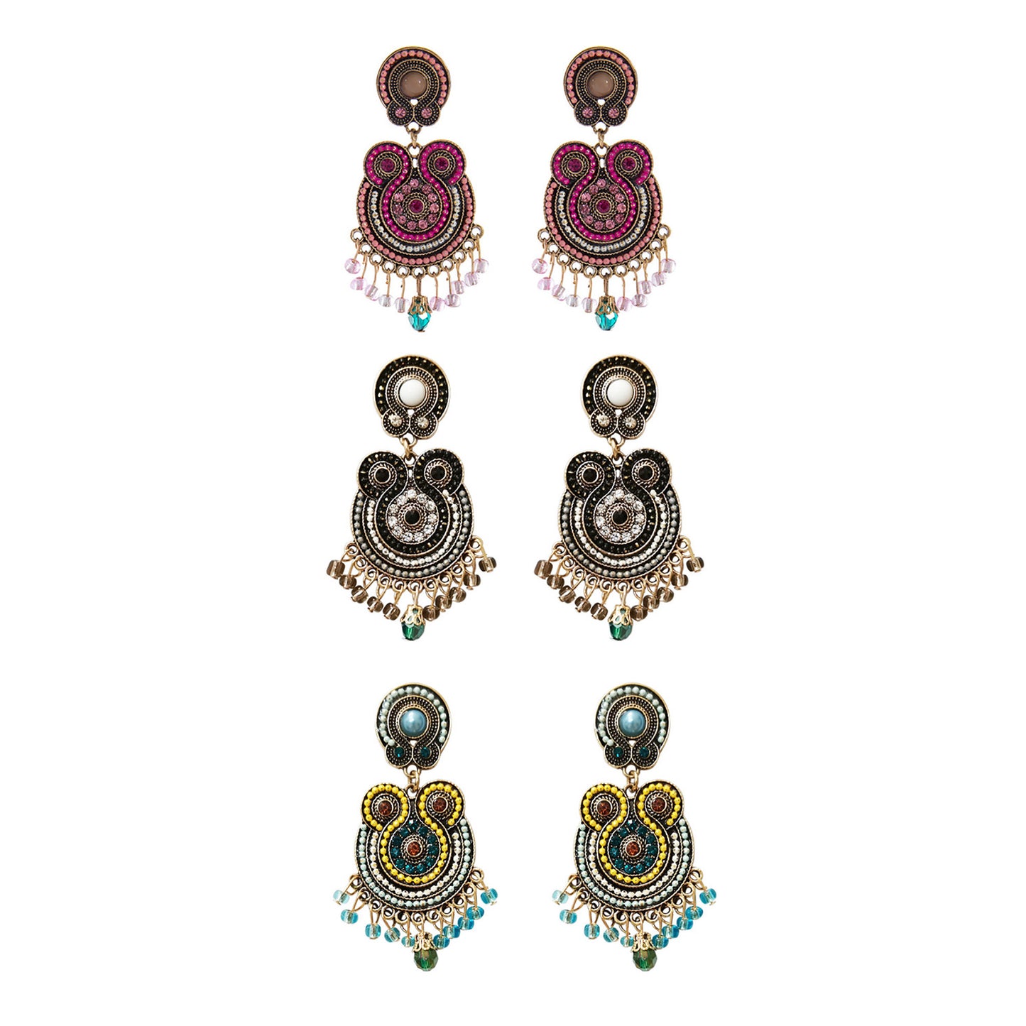 Circle Bead Tassel Earring ER904-2 (12PC)