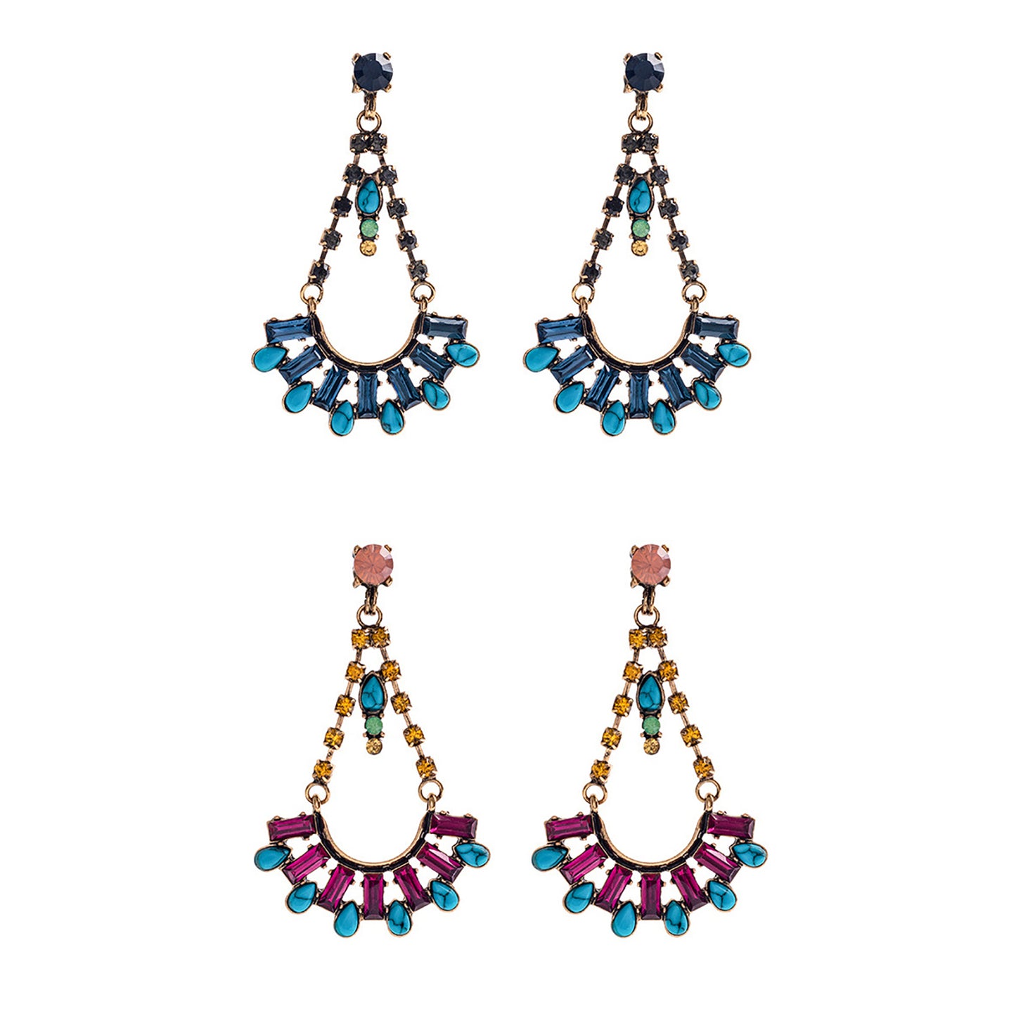 Color Stone Chandelier Earring ER904-32(12PCS)