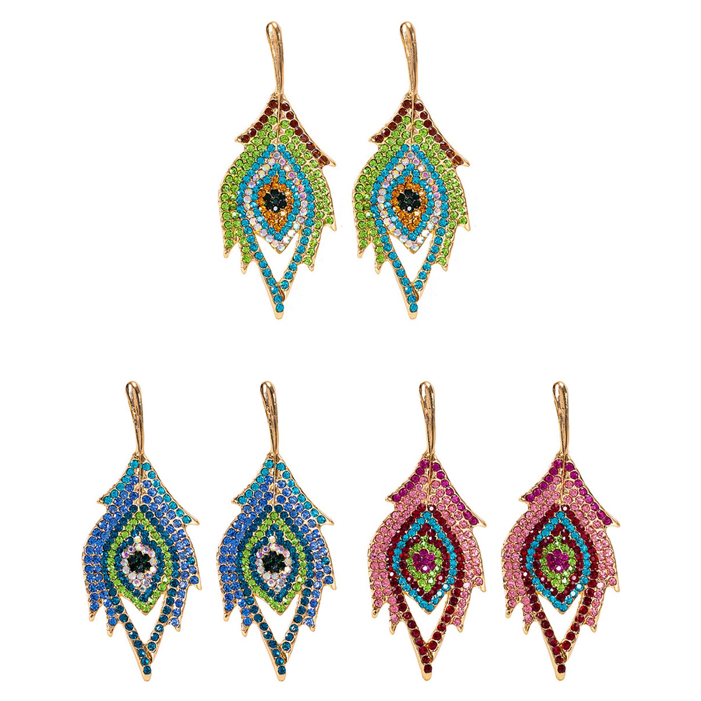 Rhinestone Leaf Earring ER904-9 (12PCS)