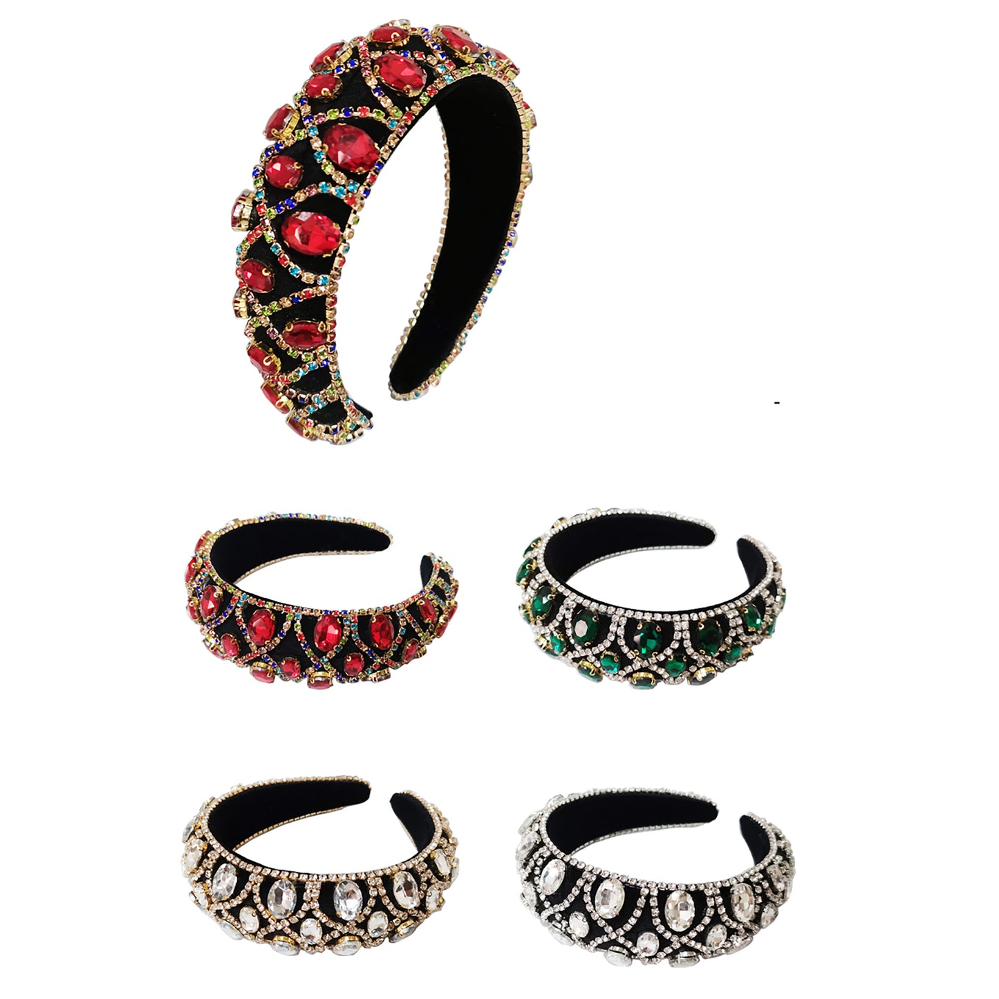 Multi Crystal Decor Headband HB1011-44 (12PC)