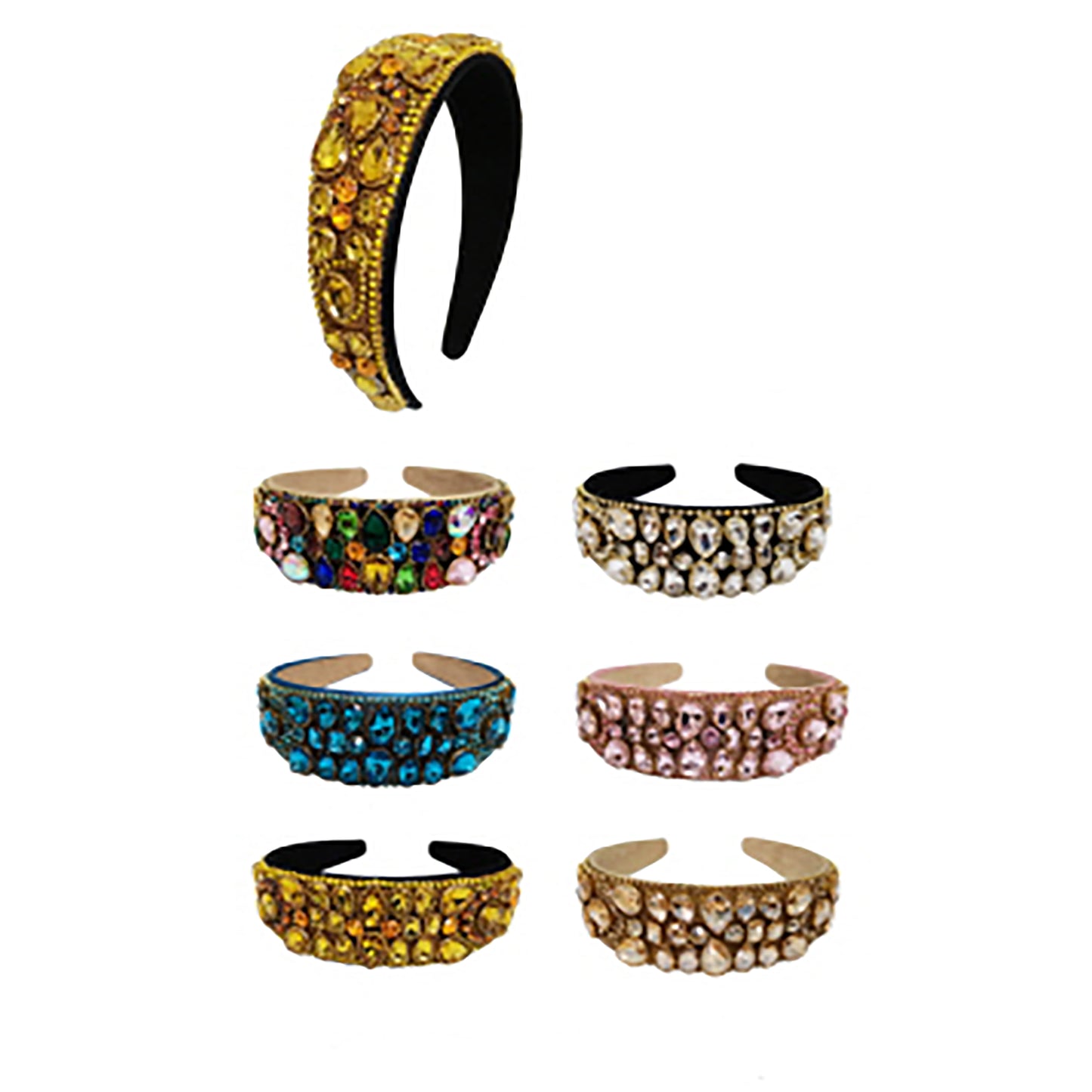 Multi Crystal Decor Headband HB1218-39 (12PC)