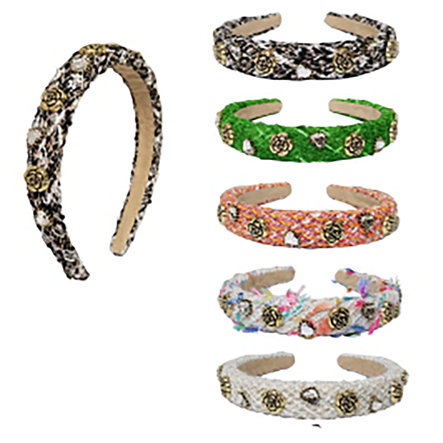 Crystal N Rose Decor Tweed Headband HB1226-15 (12PC)