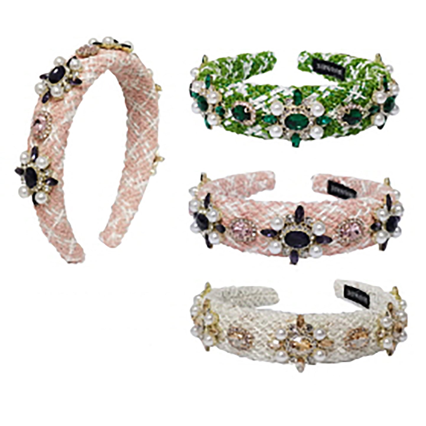 Pearl Crystal Decor Tweed Headband HB1226-2 (12PC)