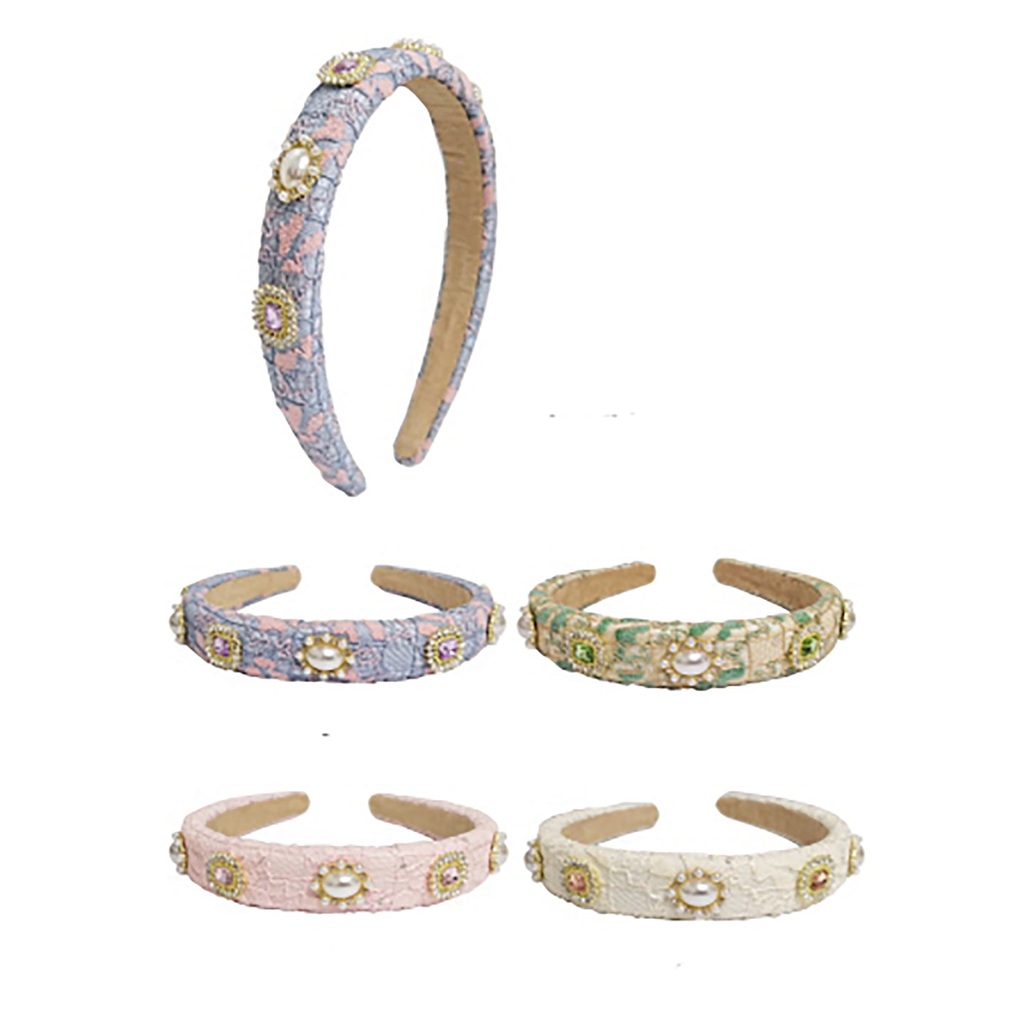 Pearl Charm Decor Lace Headband HB1226-4 (12PC)