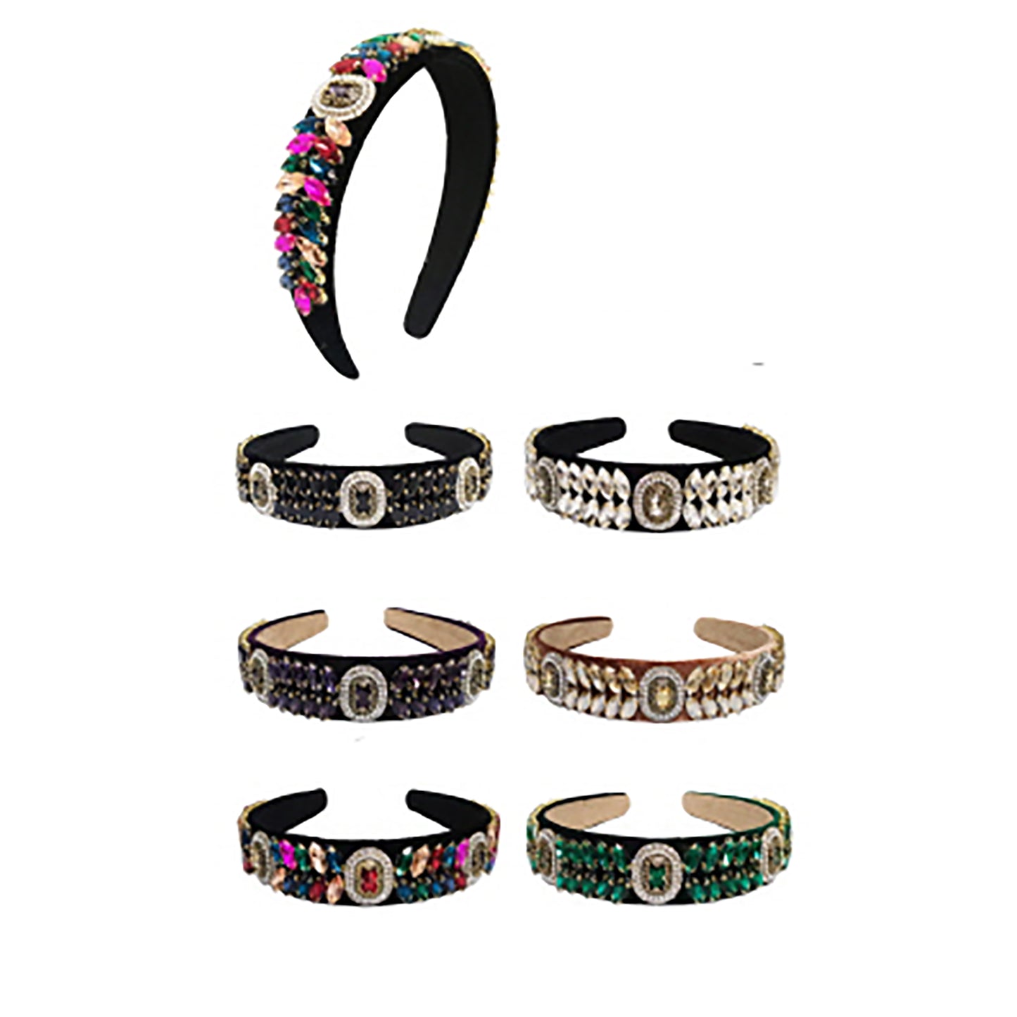 Multi Crystal Decor Suede Headband HB21027-18 (12PC)