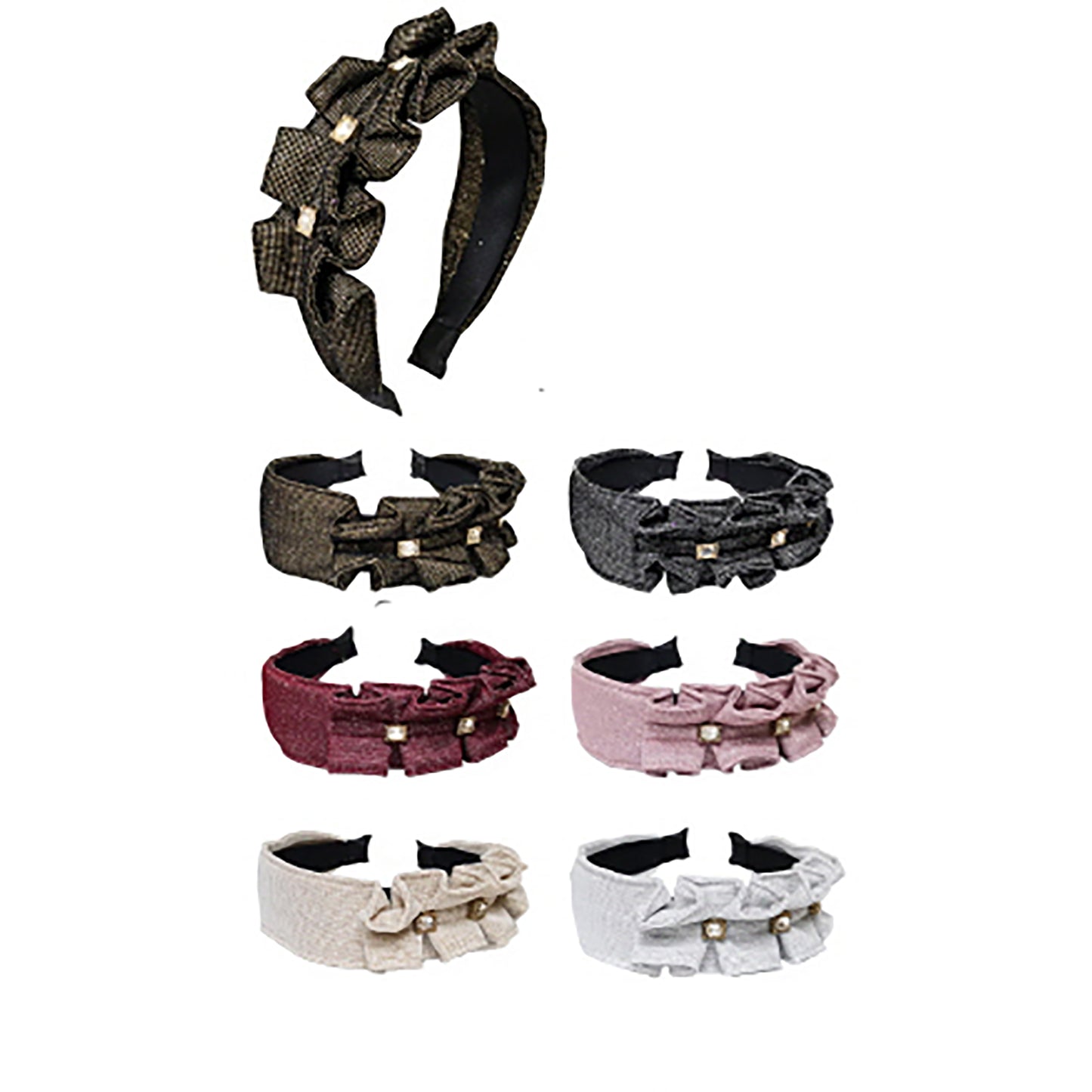 Crystal Decor Pleated Knot Headband HB21027-28 (12PC)