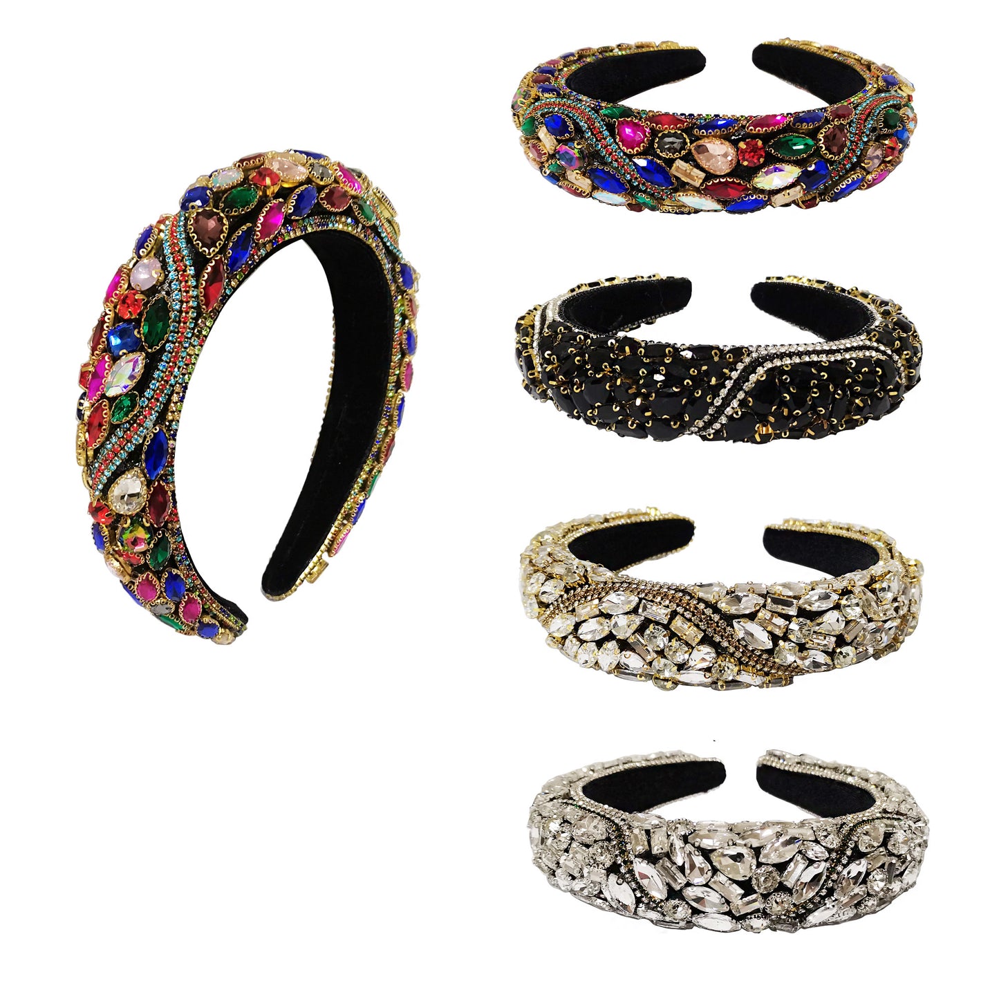 Multi Color Crystal Decor Headband HB21029-29 (12PC)