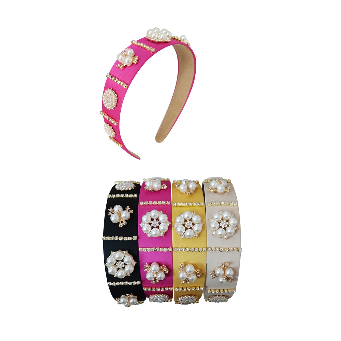 Pearl Decor Satin Headband HB407-48 (12PC)