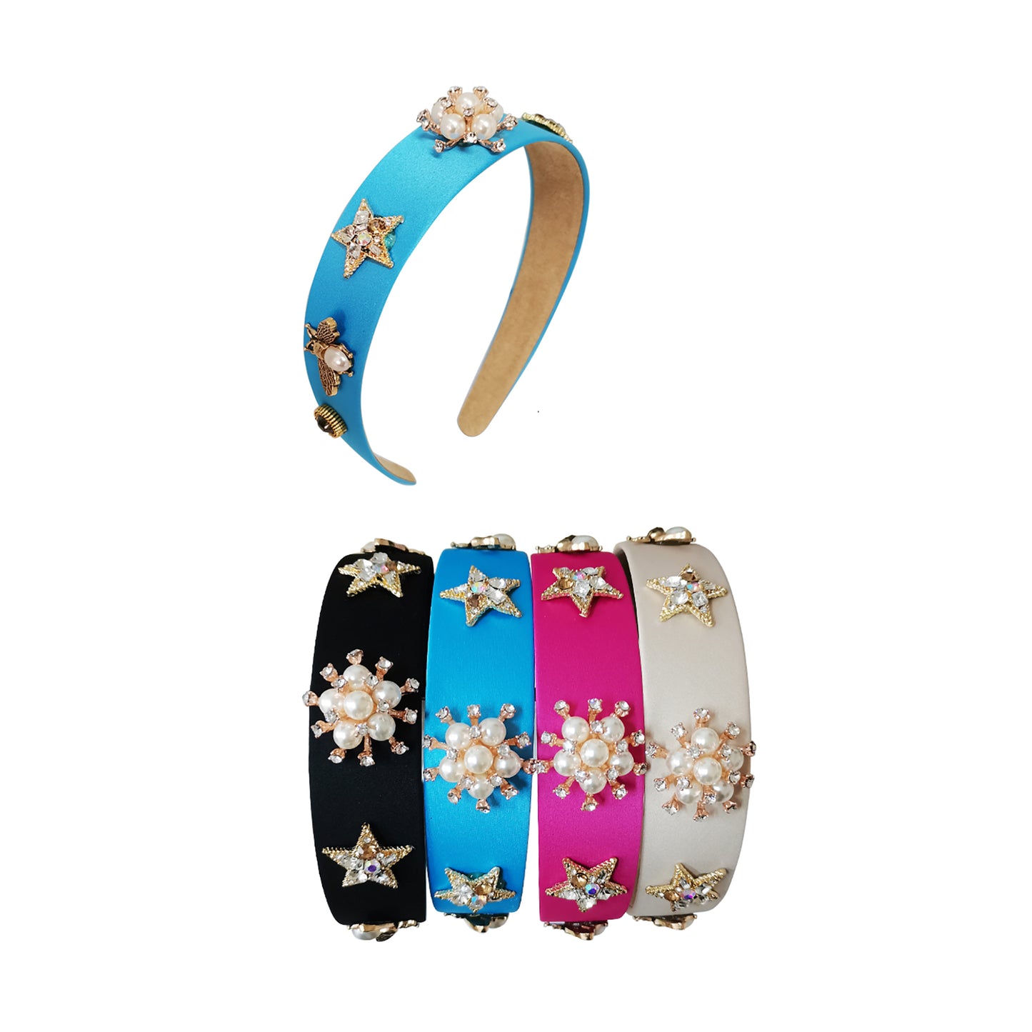 Pearl Star Flower Decor Headband HB407-55 (12PC)