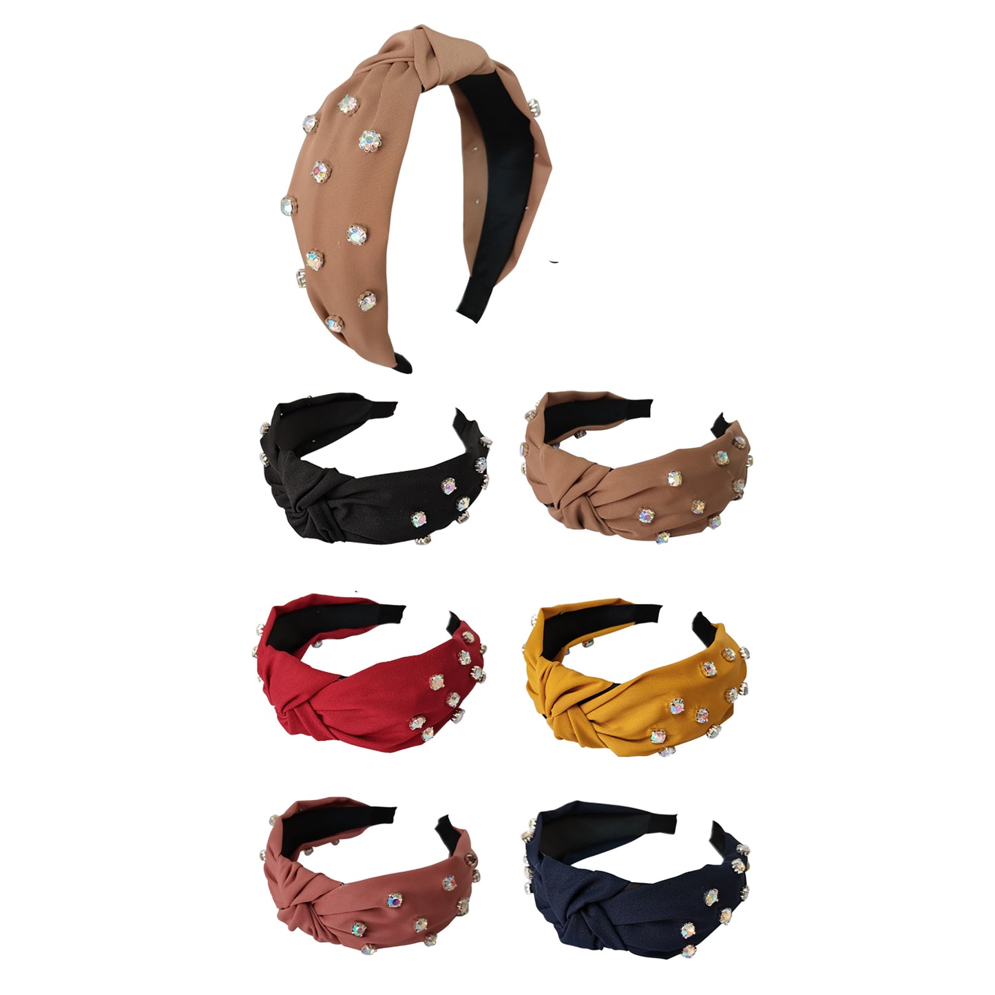 Fabric Knotted Rhinestone Headband HB920-32 (12PC)