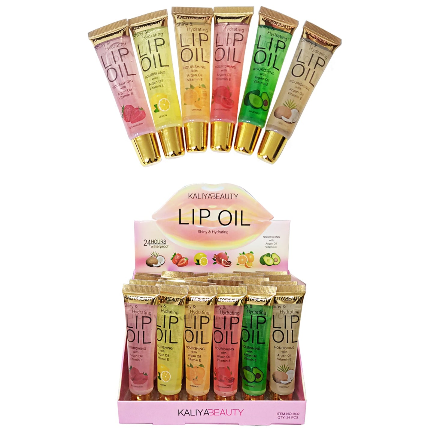 Kaliya Beauty Fruit Lip Oil J837. (24PC)