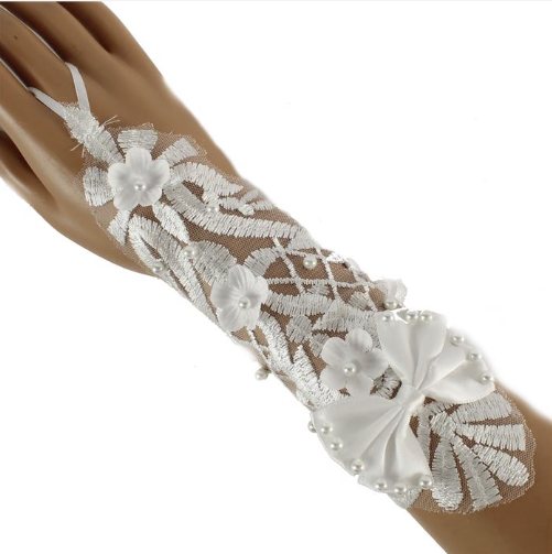 Floral Embroidery Lace Long Gloves WG217 (3pc)