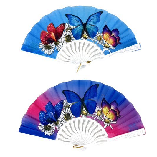 Butterfly Daisy Ombre Folding Hand Fan FN0373.(12PC)