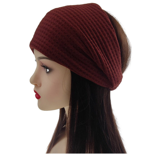 SOLID COLOR WAFFLE ELASTIC HAIR BANDANA 4112-27 (6pc)