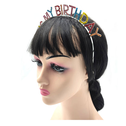 Iron Alloy Rhinestone It's My Birthday Head Band HB102 (12pc)