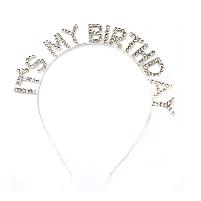 Iron Alloy Rhinestone It's My Birthday Head Band HB091 (12pc)