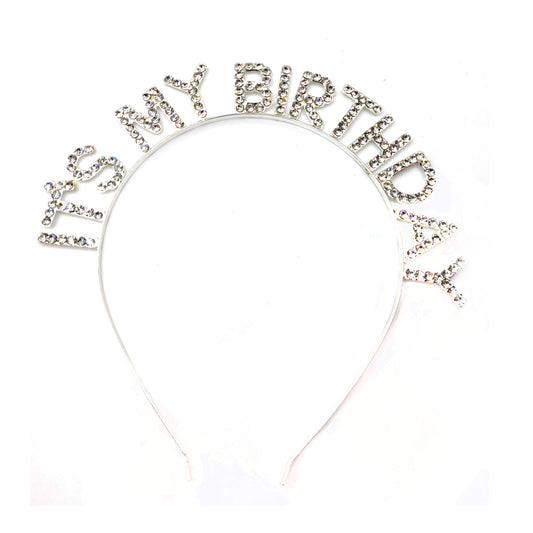 Iron Alloy Rhinestone It's My Birthday Head Band HB091 (12pc)