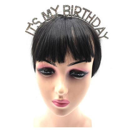 Iron Alloy Rhinestone It's My Birthday Head Band HB091 (12pc)