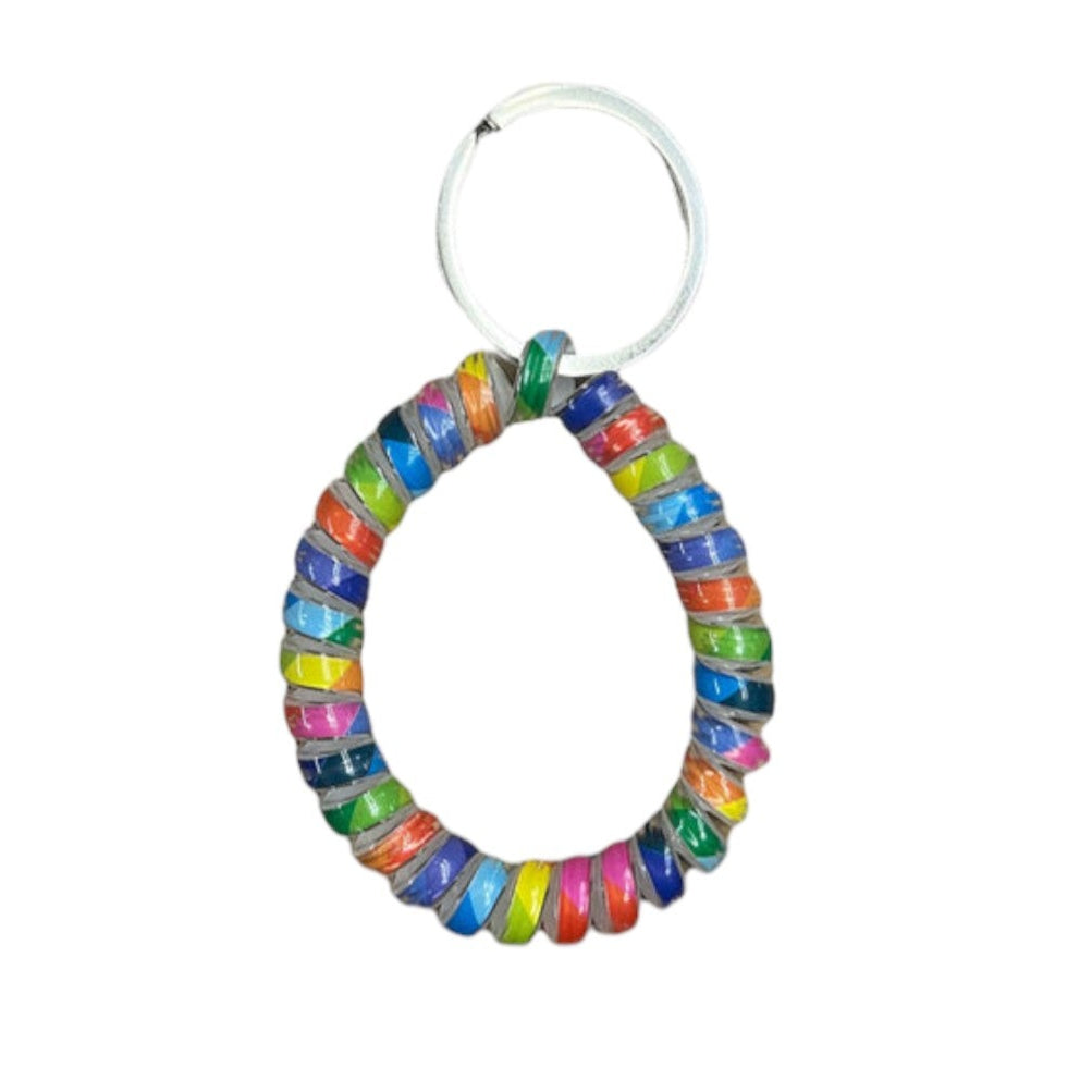 RAINBOW ELASTIC HAIR TIE KEY CHAIN 0415-20 (12PC)