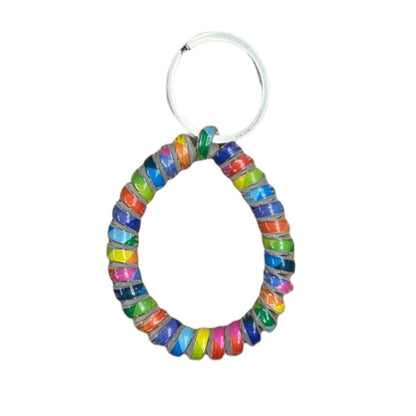 RAINBOW ELASTIC HAIR TIE KEY CHAIN 0415-20 (12PC)