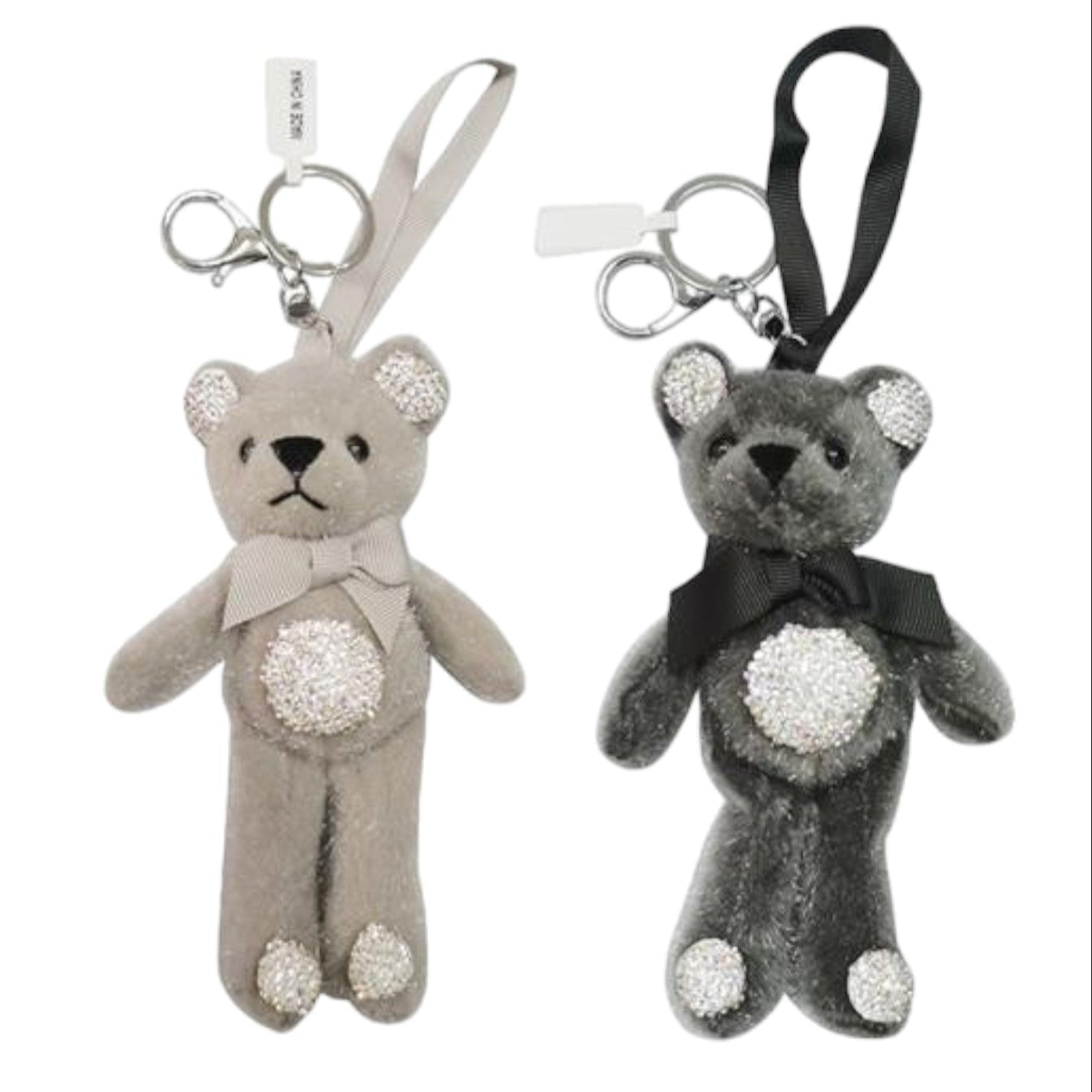 Rhinestone Ribbon Bear Plush Key Chain KC922-14. (12PC)
